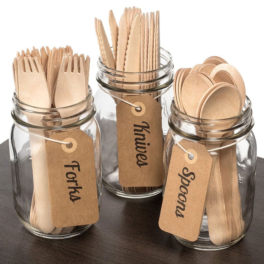 Plastic And Wooden 100 Pcs Disposable Cutlery, For Event And Party Supplies