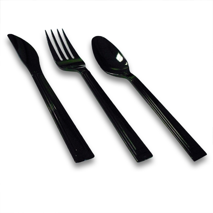 GPS Plastic Black Disposable Cutlery