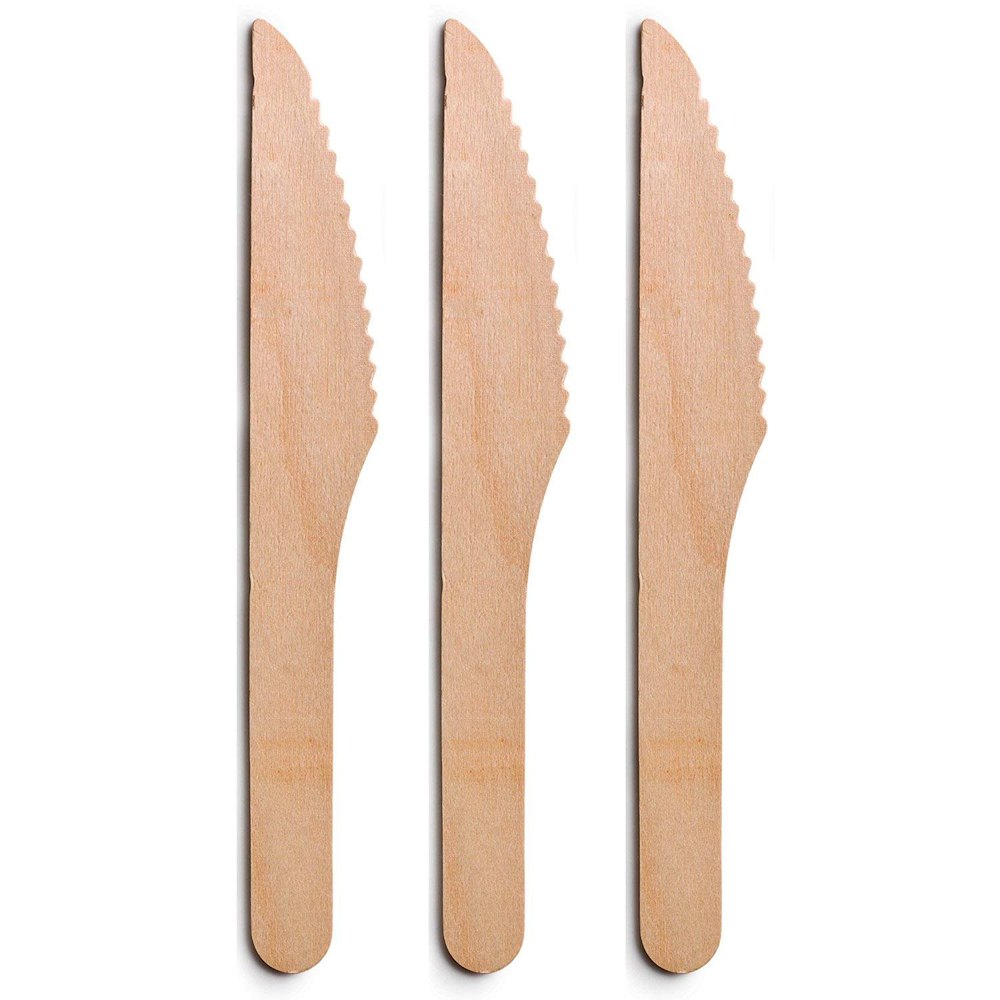 100 brown Somani Disposable Wooden Knife 160 mm, For Event and Party Supplies