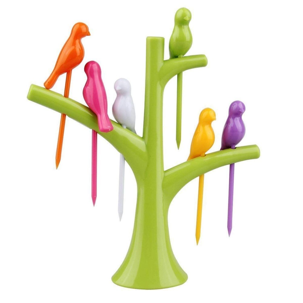 Multicolor Plastic Bird Fruit Fork, For Kitchen