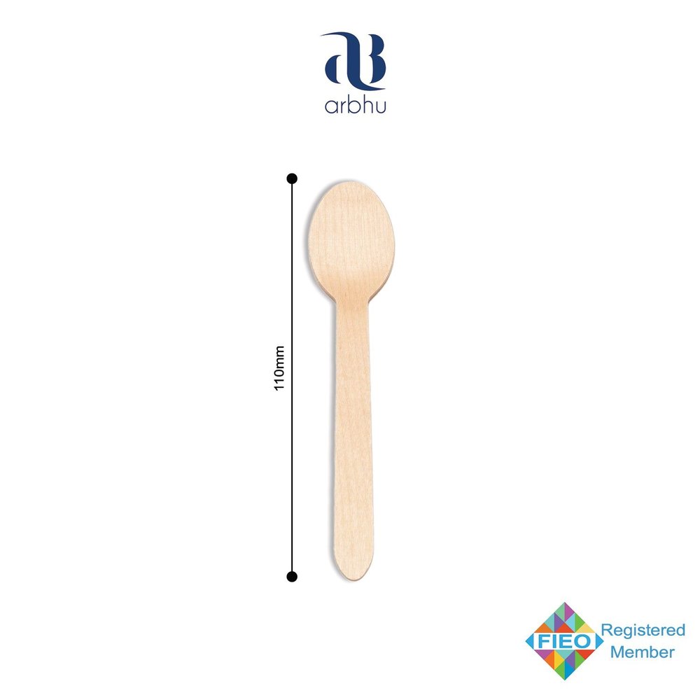 100 Pcs Natural Disposable Eco friendly Cutlery 110 mm Birchwood Spoon, For Event and Party Supplies