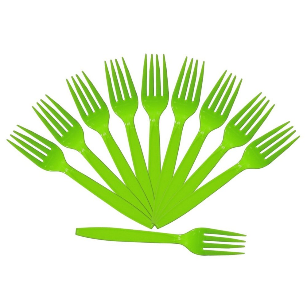 Green Plastic Fork, For Event, Size: 4inch
