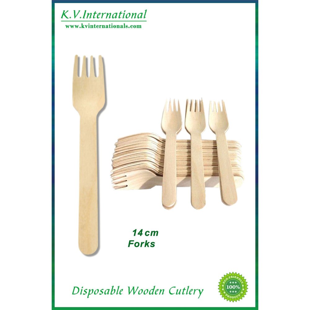 Natural Wood 140 mm Wooden Forks, For Events & Party Supplies