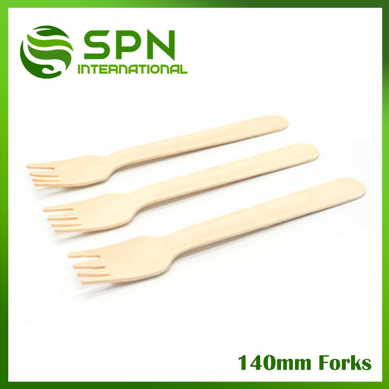 100 Pieces Brown Biodegradable Wooden Fork, For Event and Party Supplies, Size: 140, 160mm