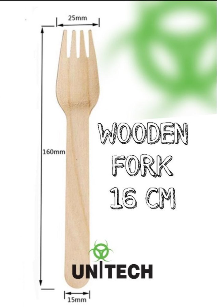 Cream Disposable Wooden Fork 160mm, For Event