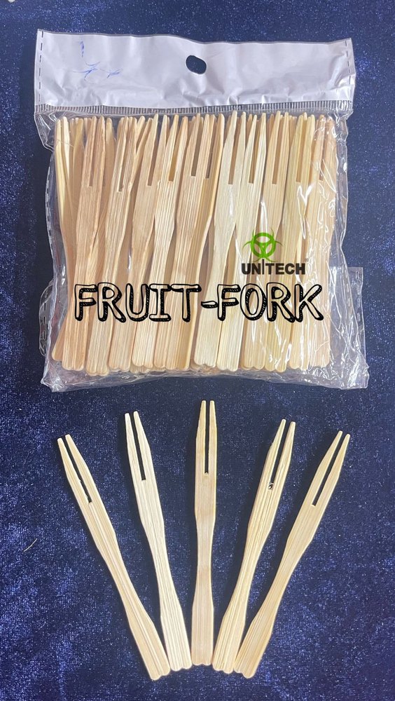 Wooden Brown Fruit Fork Spoon, For Event, Size: 90mm
