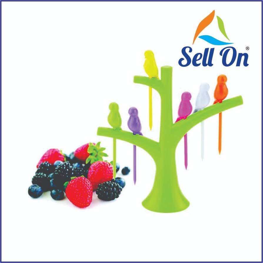 Color Coated Plastic Fruit Fork Set, For Party Supplies, Size: 14 Cm X 14 Cm X 3.5 Cm