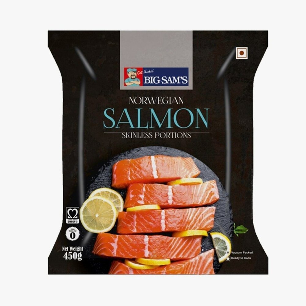 Big Sams Salmon Skinless Portion, For Restaurant, 450 Gm