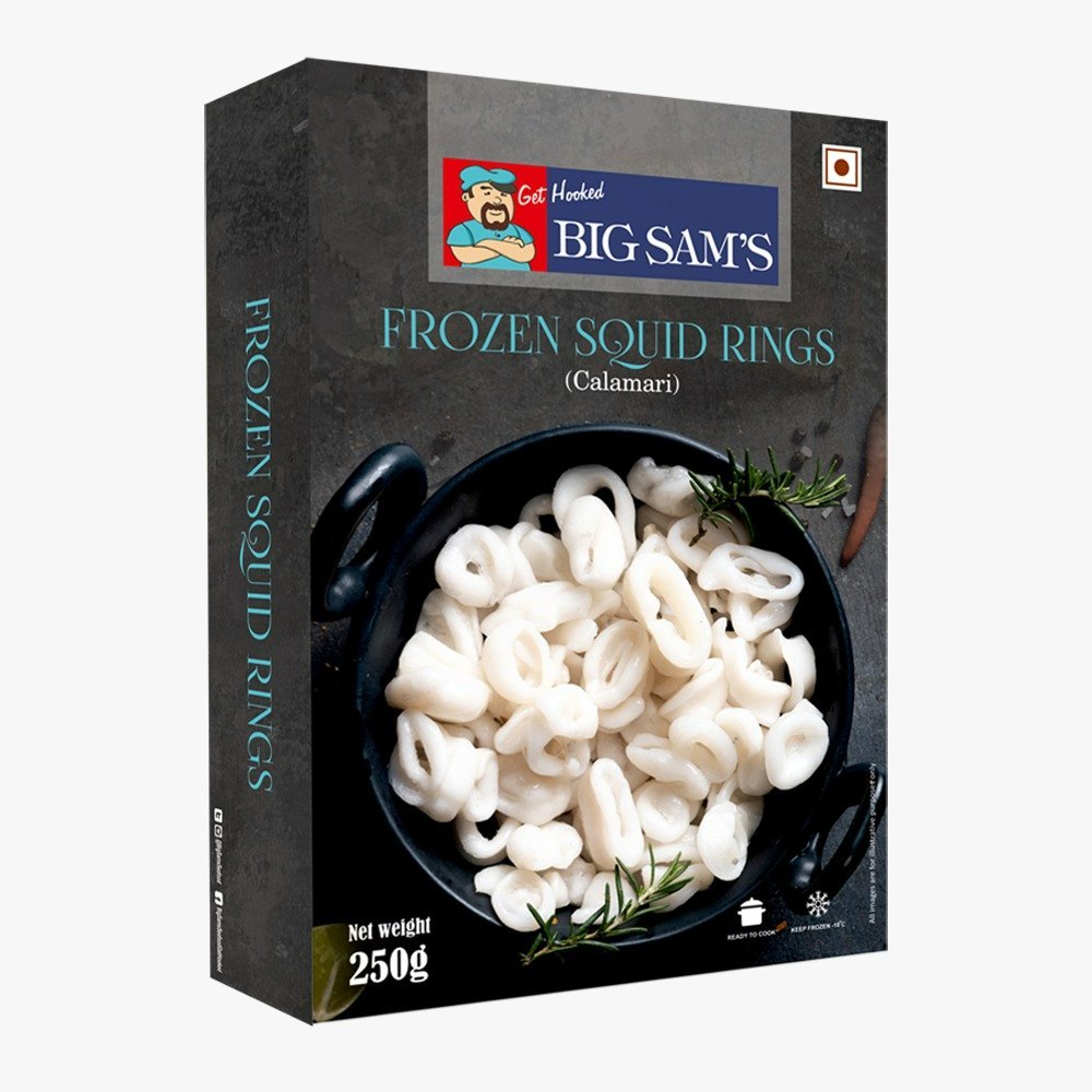 White Big Sams Frozen Squid Rings, Packaging Type: Box, 250 Gm