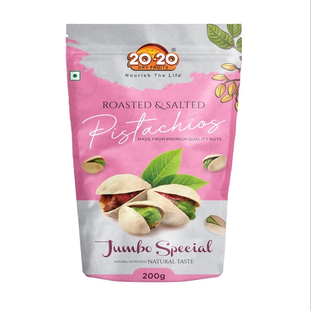 20-20 Dry Fruits Jumbo Roasted And Salted Pista, Packaging Size: 250 g, Packaging Type: Packet