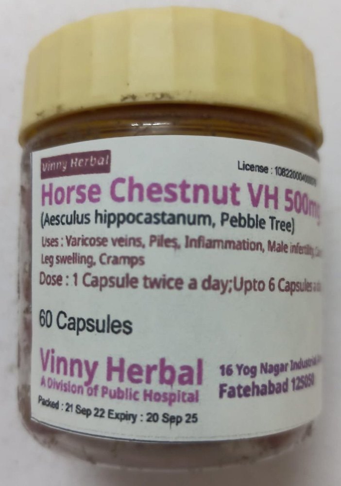 Horse Chestnut VH 500mg Capsules 60 Caps Jar, Packaging Type: Bottle