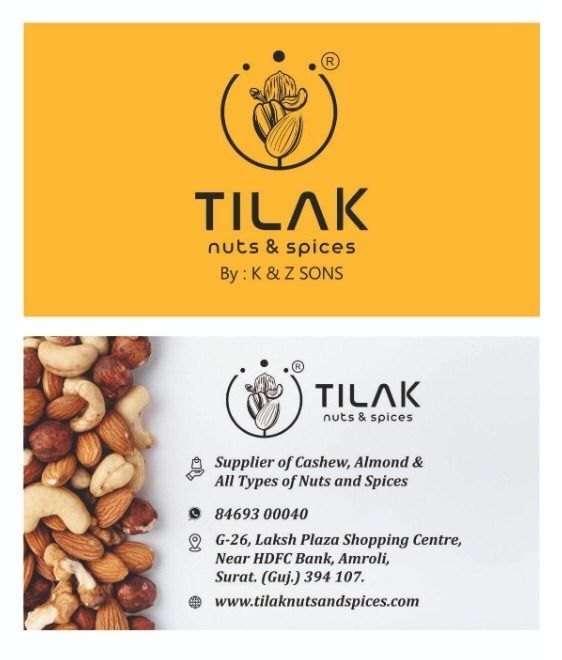 Tilak Nuts & Spices -Dry Fruit and Spices Wholesaler In Surat, Tin, Packaging Size: 10 Kg
