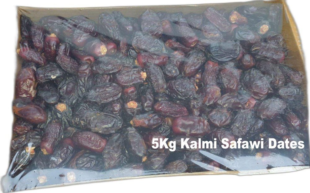 Brown 5Kg Kalmi Safawi Dates, Packaging Type: Cardboard box