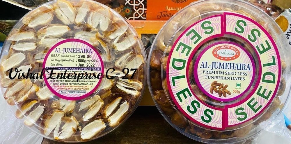 Brown Seedless Dates, Packaging Type: Plastic Box, Packaging Size: 500GM