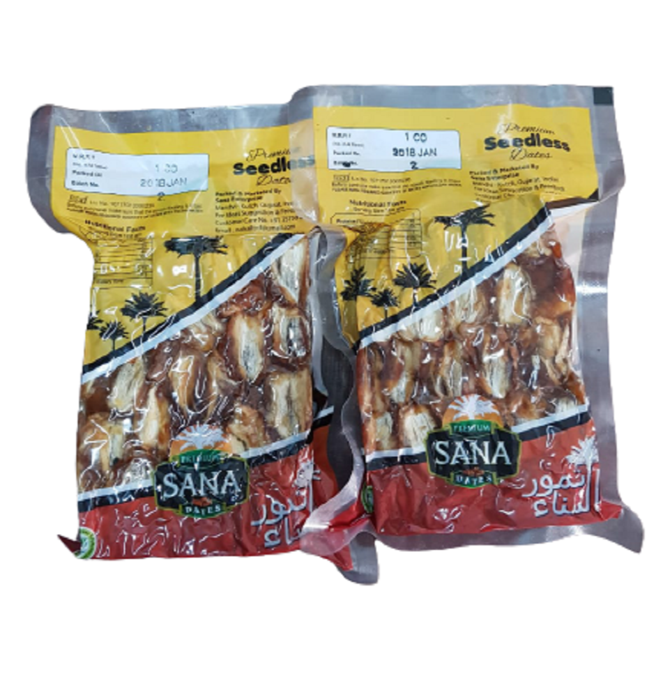 Sana Premium Seedless Dates, Packaging Size: 500 G