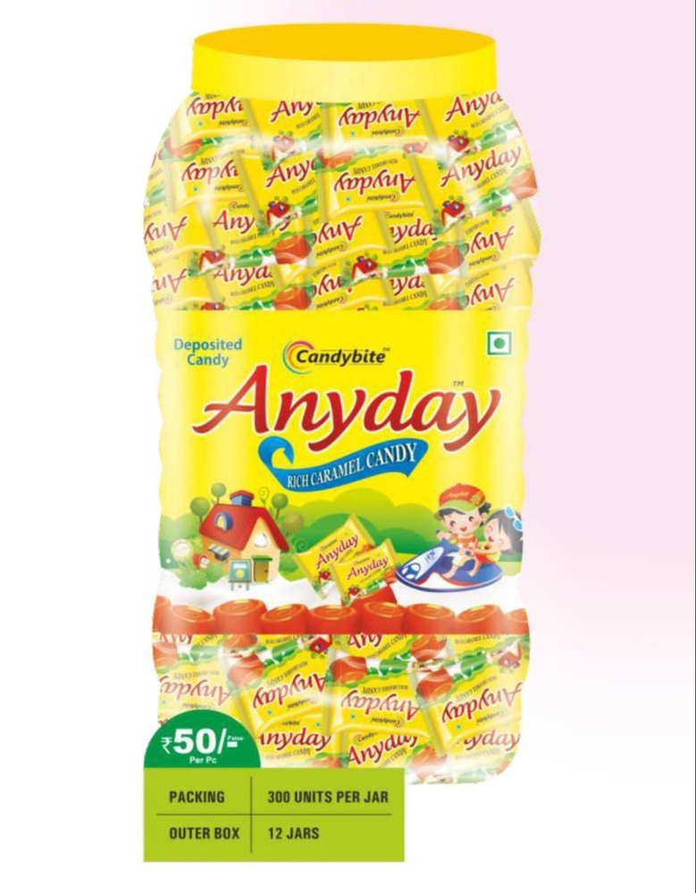 CandyBite Round Anyday Milk Caramel Candy, Packaging Type: Plastic Jar
