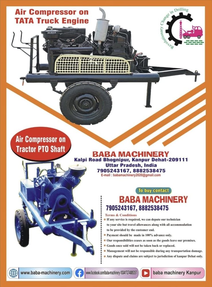 Pneumatic More Than 10 HP Trolley Mounted PTO Shaft operated Air compressor