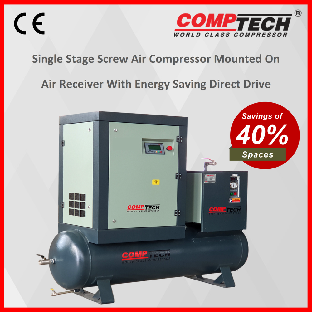 20 HP Tank Mounted Direct Driven Screw Air Compressor