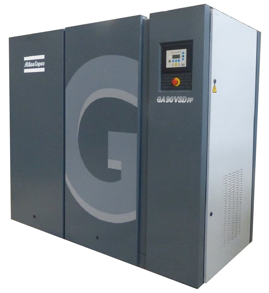 Atlas Copco 50HP Rotary Screw Compressor, Maximum Flow Rate: 0-20 cfm, Model Name/Number: Ga 90 Vsd Ff