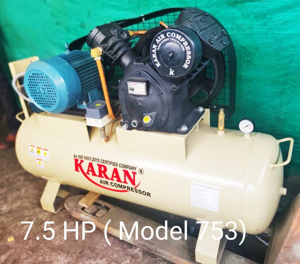 KARAN 7.5 HP Two Stage Reciprocating Compressor, Maximum Flow Rate (CFM): 26.40, Model Name/Number: Kc 753
