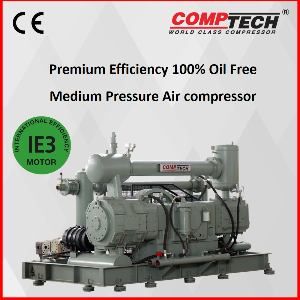 120 HP Oil Free Medium Pressure 2 Stage Air Compressor For Pharma Industries