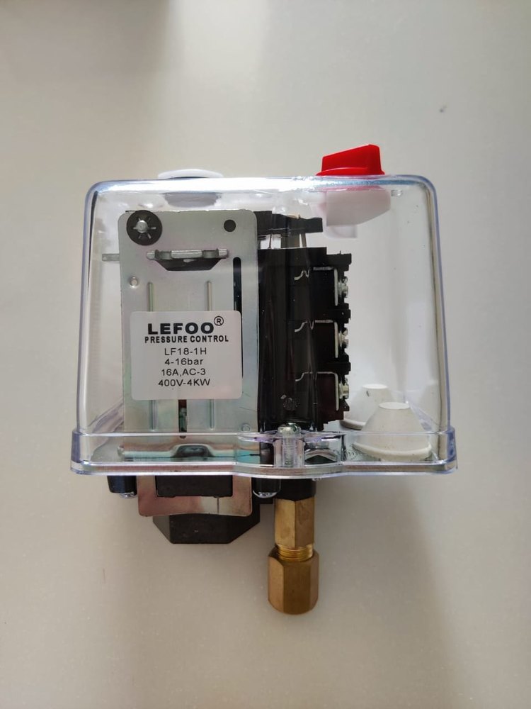 Lefoo 16 A, 400v Leefo Pressure Switch LF18 Transparent, Contact System Type: TPST, 4 To 16 Bar