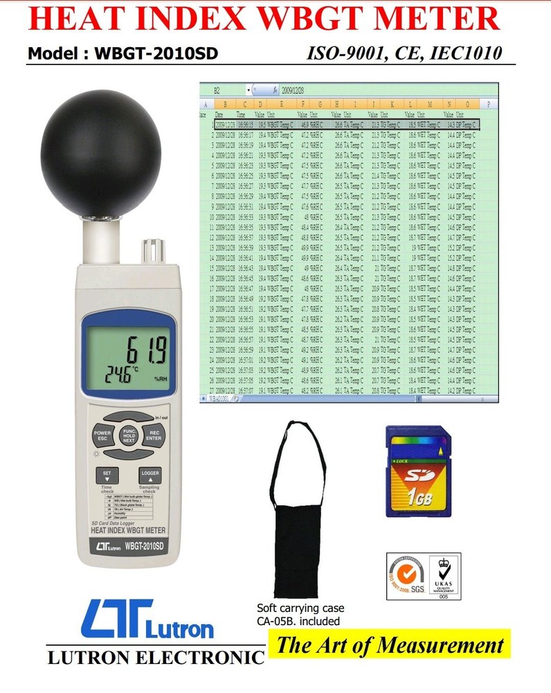 HEAT INDEX WBGT METER LUTRON WBGT-2010SD, Model Name/Number: C