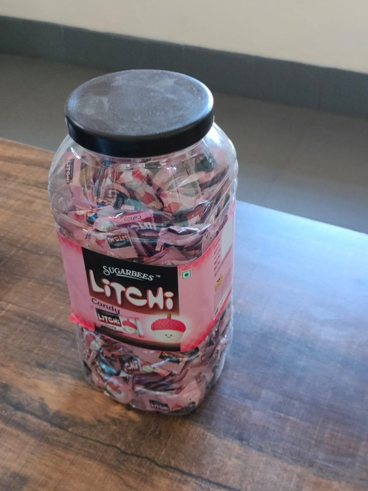 Pink Round Sugarbees Litchi Candy, Packaging Type: Plastic Jar, Packaging Size: 240 Piece