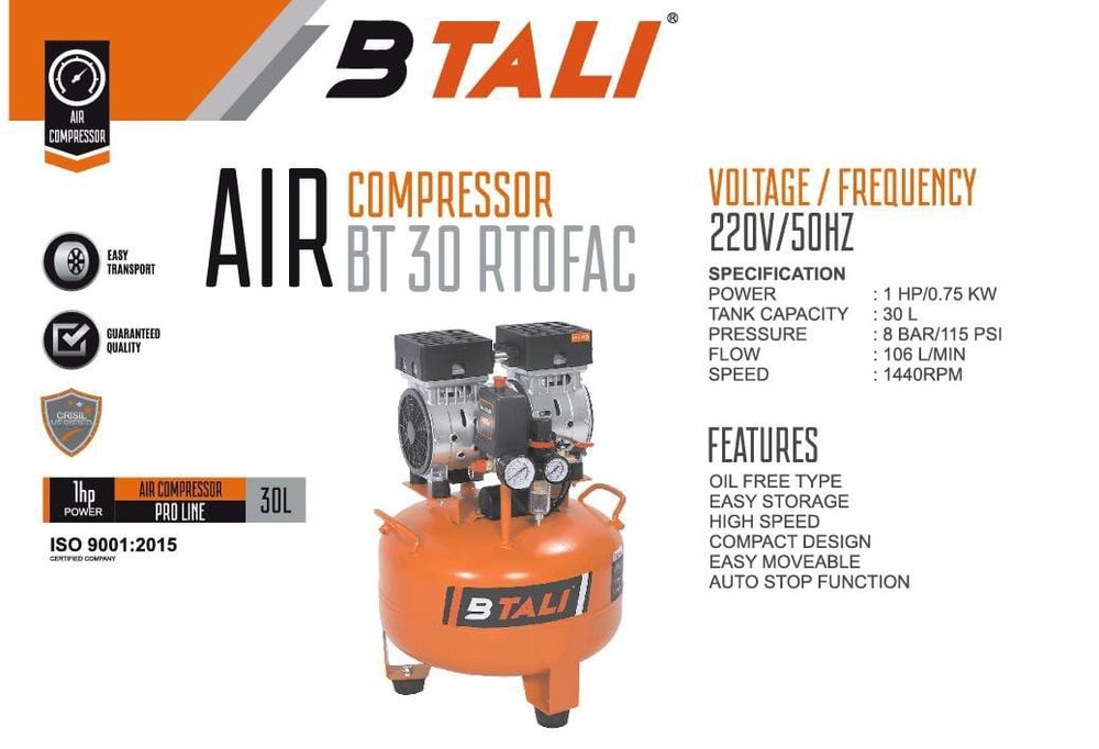 1 BTALI BT30 RTOFAC DENTAL AIR COMPRESSOR