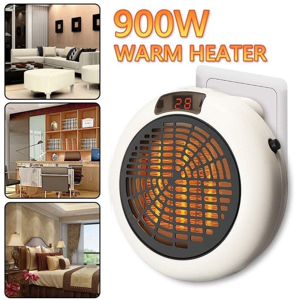 ABS Plastic Multicolor Electric Round Flame Room Heater 900W With Remote Control, 240