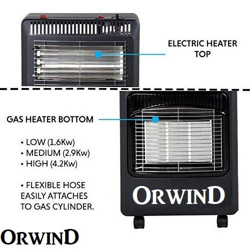 Electric Room Heater - Orwind W1002 2-IN-1 LPG Gas Plus Electric Room Heater