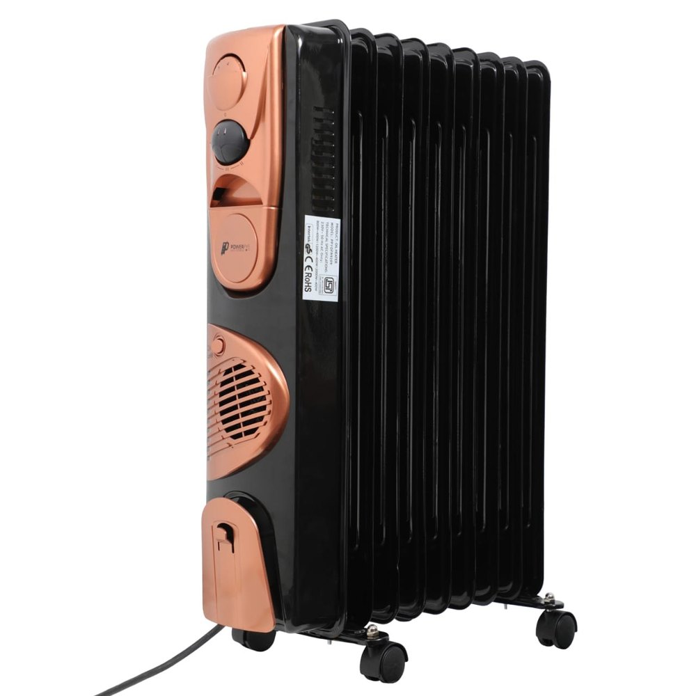 2400 Watt Stainless Steel Powerpye 9 FIN Oil Filled Radiator With PTC Fan Heater, Model Name/Number: PPY9209BG, 240 V