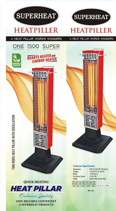 Stainless Steel Heat Piller, For Heaters, Size: 2 Rod