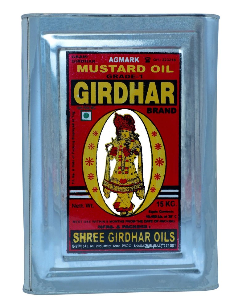 15 Kg Girdhar Kachchi Ghani Cooking Mustard Oil, Packaging Size: 15kgs