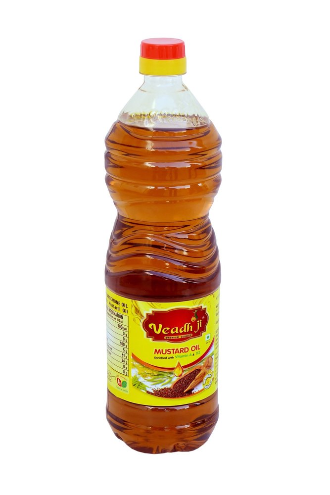 VEADH JI Yellow 1 LTR MUSTARD OIL, Packaging Type: Plastic Bottle