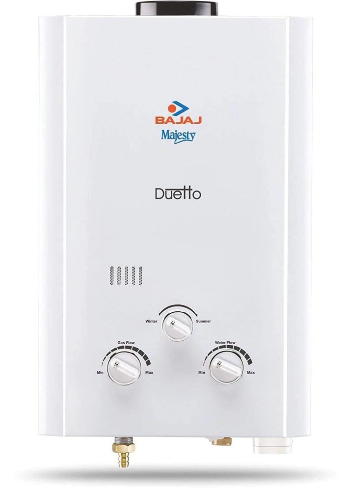 Capacity(Litre): 6 Litre Majesty Duetto Gas Bajaj Water Heater, White, 6.5 Bar