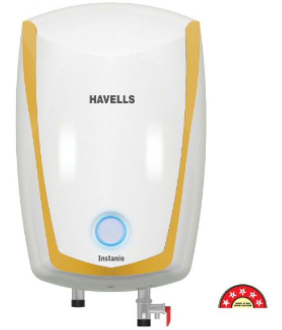 Instant Havells Water Heater Instanio 3 Litre, White/Mustard, .65 Mpa
