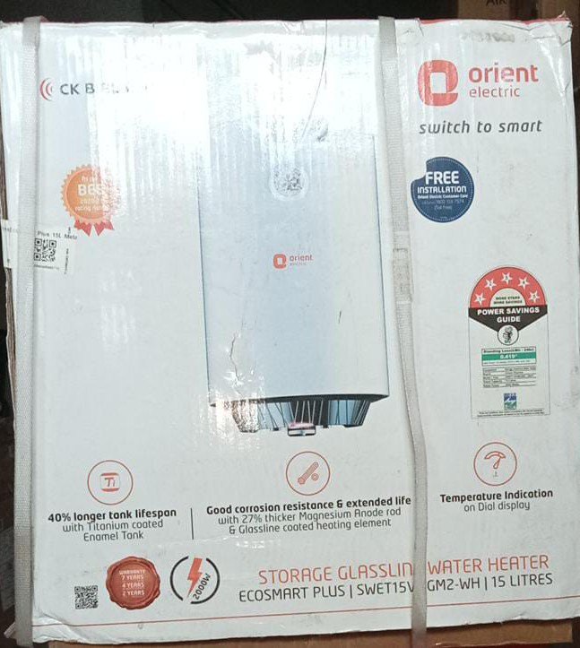 Storage Capacity: 25 L Orient Water Heater, White, Model Name/Number: Ecosmart Plus
