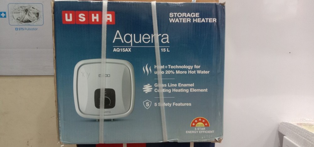Storage Capacity: 15 L Usha Water Heater, White, Model Name/Number: Aquerra