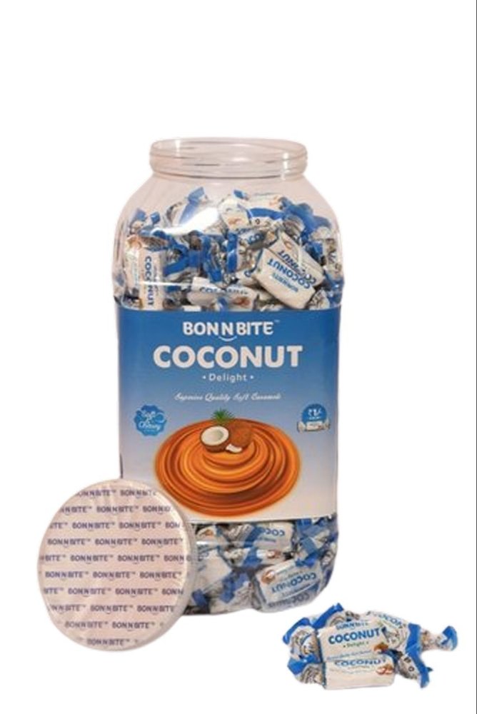 Blue Rectangular Bon N Bite Coconut Delight Toffee, Packaging Type: Plastic Jar, Packaging Size: 770gram
