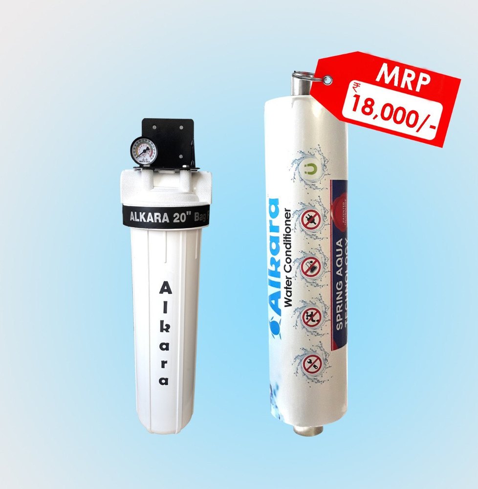 Automatic SS Alkara spring aqua water conditioner + 20\'\' Jumbo bag filter, For Domestic