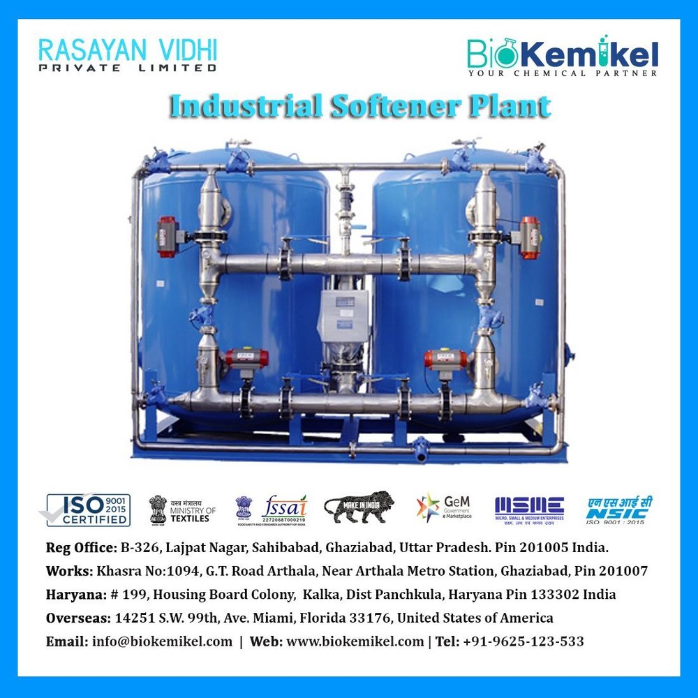 Semi-Automatic 1000 LPH Softener System, For Industrial