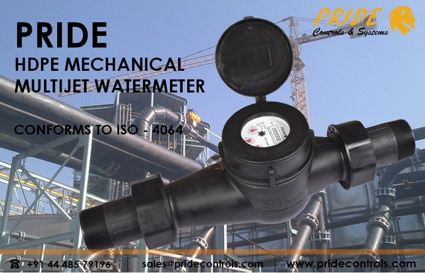 PRIDE Plastic Body Water Flow Meter HDPE, Line Size: Dn 15 - Dn 50, Iso 4064