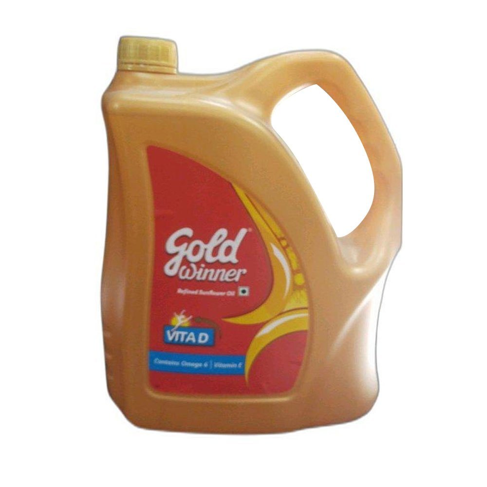 Liquid Mono Saturated 5Litre Gold Winner Refined Sunflower Oil, Packaging Type: Plastic Can