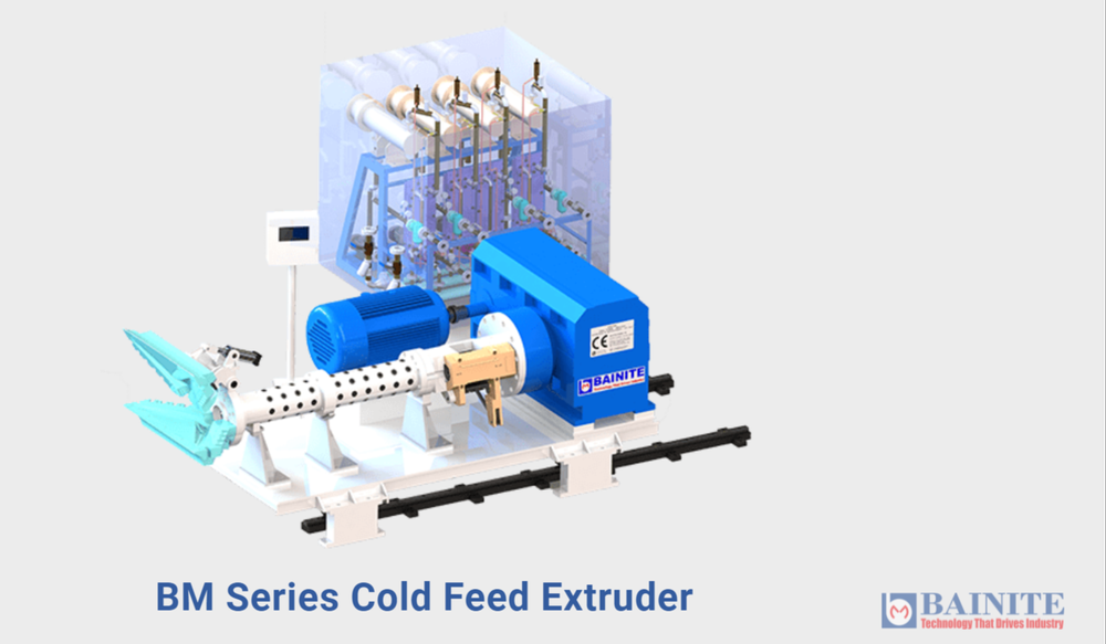 75 mm Cold Feed Rubber Extruder Machine, 60 kW