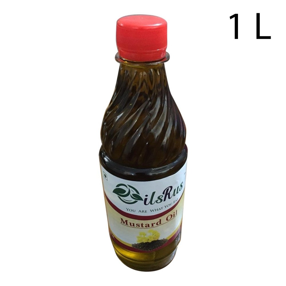 Oils Rus Yellow 1 Litre Kachchi Ghani Mustard Oil, Packaging Type: Plastic Bottle